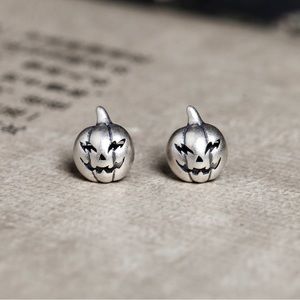 Halloween Earrings Sterling Silver 925 Pumpkin Earrings Ear Stud